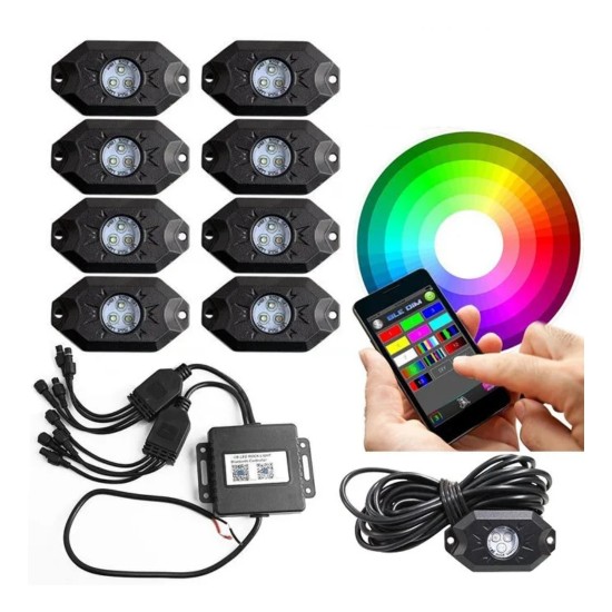 LAMPI PROIECTOARE RGB, 8 BUCATI, CONTROL TELEFON