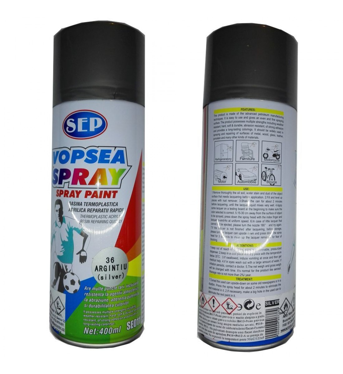 Spray vopsea argintiu