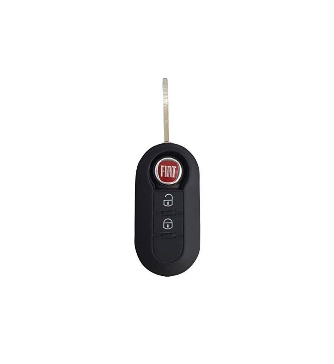 Carcasa cheie Fiat, 2 but, neagra cu butoane albe, cu logo