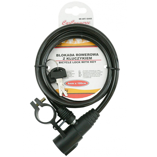 Cablu de blocare pentru bicicleta, negru, cu teaca din silicon, lungime 100 cm Cablu de blocare pentru bicicleta, negru, cu teaca din silicon, lungime 100 cm