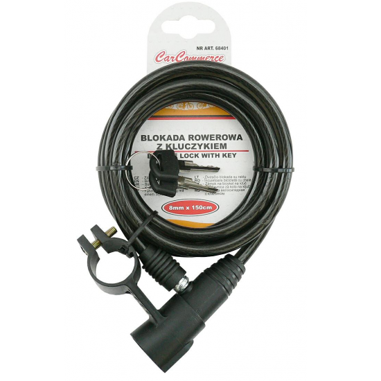 Cablu de blocare pentru bicicleta, negru, cu teaca din silicon, lungime 150 cm  Cablu de blocare pentru bicicleta, negru, cu teaca din silicon, lungime 150 cm