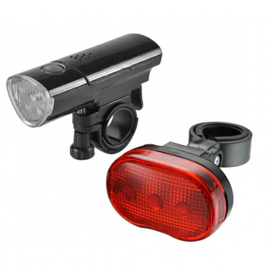 Set lampi pentru bicicleta, fata 5 leduri, spate 3 leduri Set lampi pentru bicicleta, fata 5 leduri, spate 3 leduri