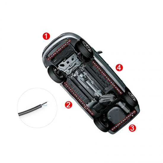 Kit Iluminare Sub Masina, LED RGB, Multicolor, Bluetooth si control din telefon, 2 buc x 60 cm si 2 buc x 120 cm Kit Iluminare Sub Masina, LED RGB, Multicolor, Bluetooth si control din telefon, 2 buc x 60 cm si 2 buc x 120 cm