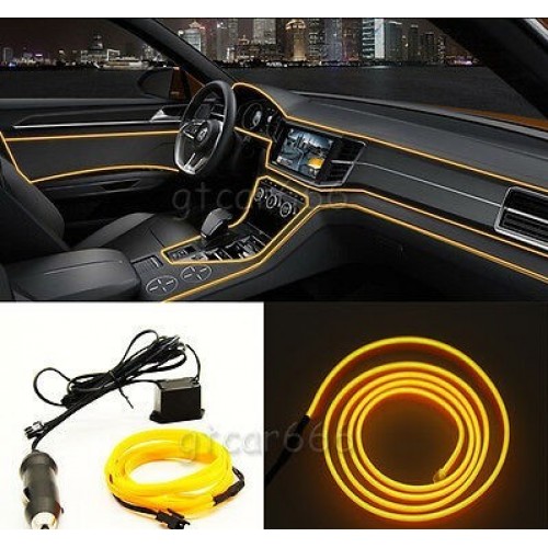 Fir cu neon 5 metri 12V galben