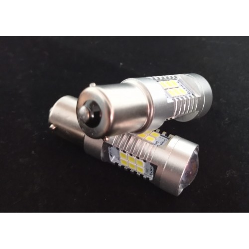 Set 2 becuri auto 1156 /P21W cu lupa 21 smd-CAN