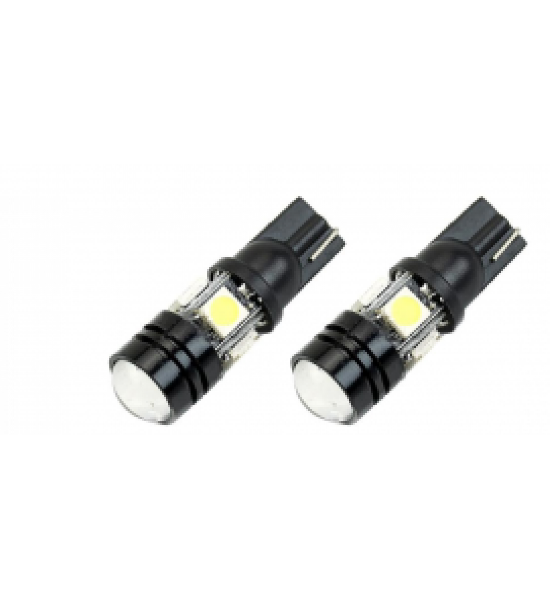 Set 2 becuri auto W5W/ T10- 4+1 smd alb cu lupa