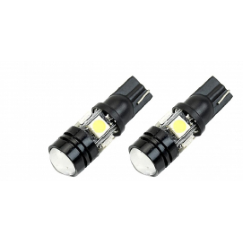 Set 2 becuri auto W5W/ T10- 4+1 smd alb cu lupa