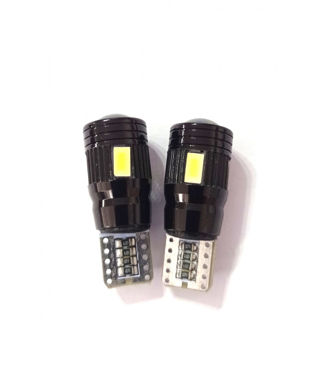 Set 2 becuri auto W5W/T10-6 SMD-CANBUS-alb-cu lupa