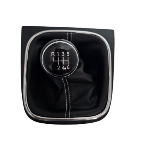 Maneta Schimbator de Viteze VW Golf VI MK5/MK6 (2005-2014) - 6 Viteze, Negru cu Cusătură Albă