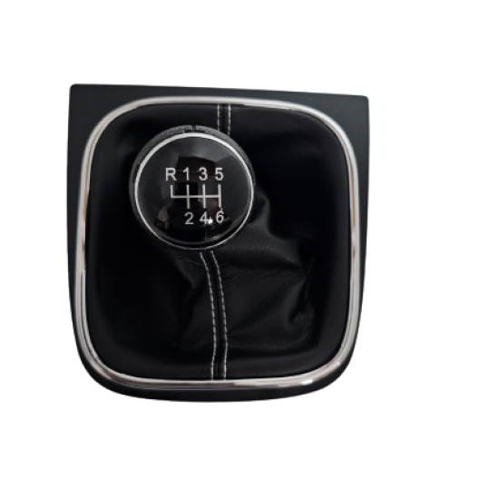 Maneta Schimbator de Viteze VW Golf VI MK5/MK6 (2005-2014) - 6 Viteze, Negru cu Cusătură Albă Maneta Schimbator de Viteze VW Golf VI MK5/MK6 (2005-2014) - 6 Viteze, Negru cu Cusătură Albă