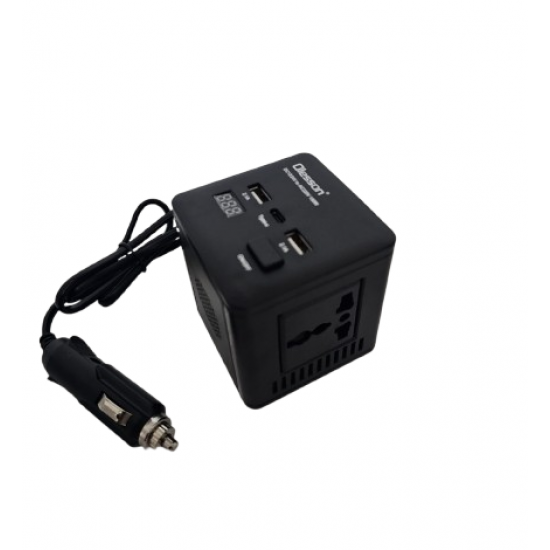 Invertor auto Olesson 150W cu Design Pătrat și Display Inteligent