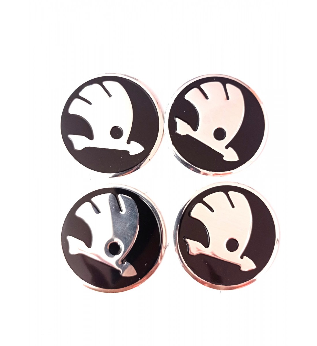 Set 4 abtibilde capace roti 60 mm, Skoda, argintii Set 4 abtibilde capace roti 60 mm, Skoda, argintii