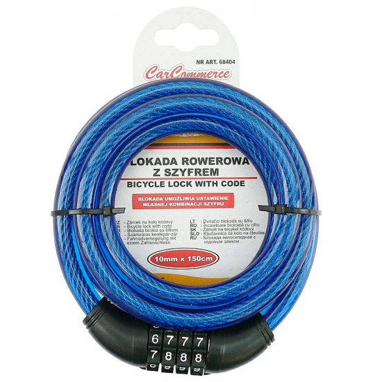 Cablu de blocare pentru bicicleta, albastru, cu cod Cablu de blocare pentru bicicleta, albastru, cu cod