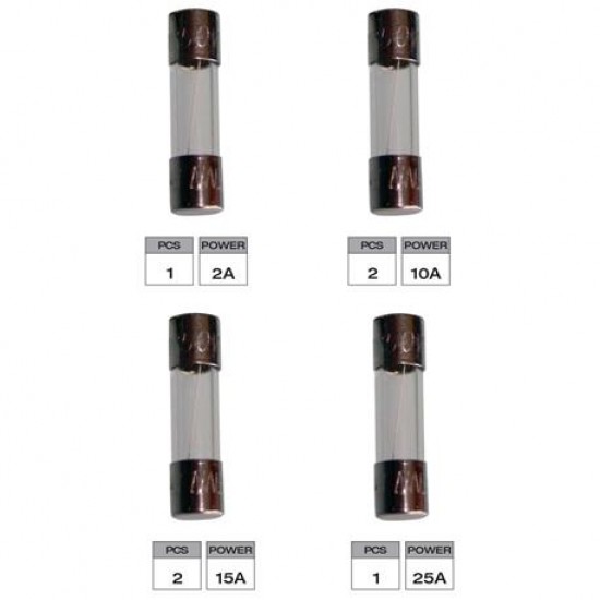 Sigurante  de sticlă - 2 amperi / 10 amperi / 15 amperi / 25 amperi, 6 buc