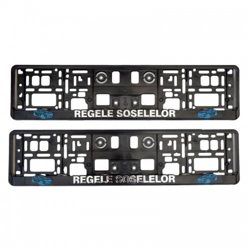 Set 2 suporti numar inmatriculare 3D REGELE SOSELELOR
