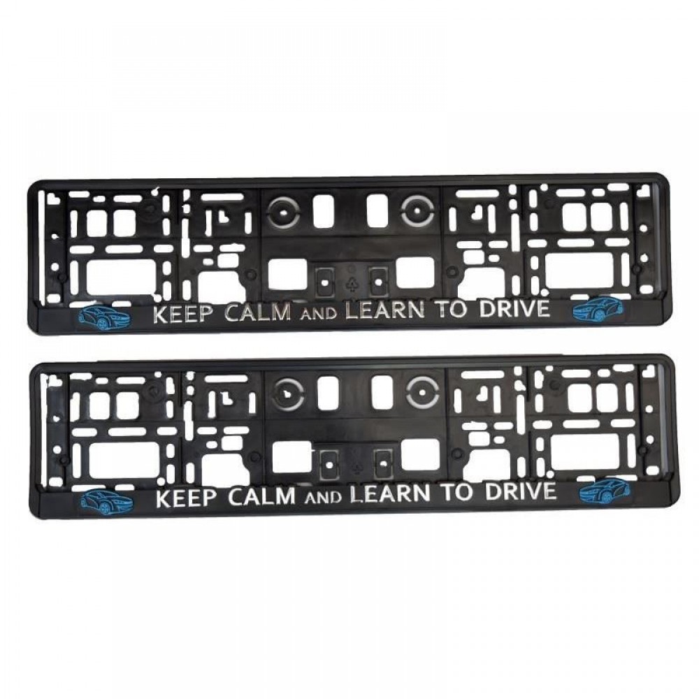 Set 2 suporti numar inmatriculare 3D Keep Calm AND Learn To Drive