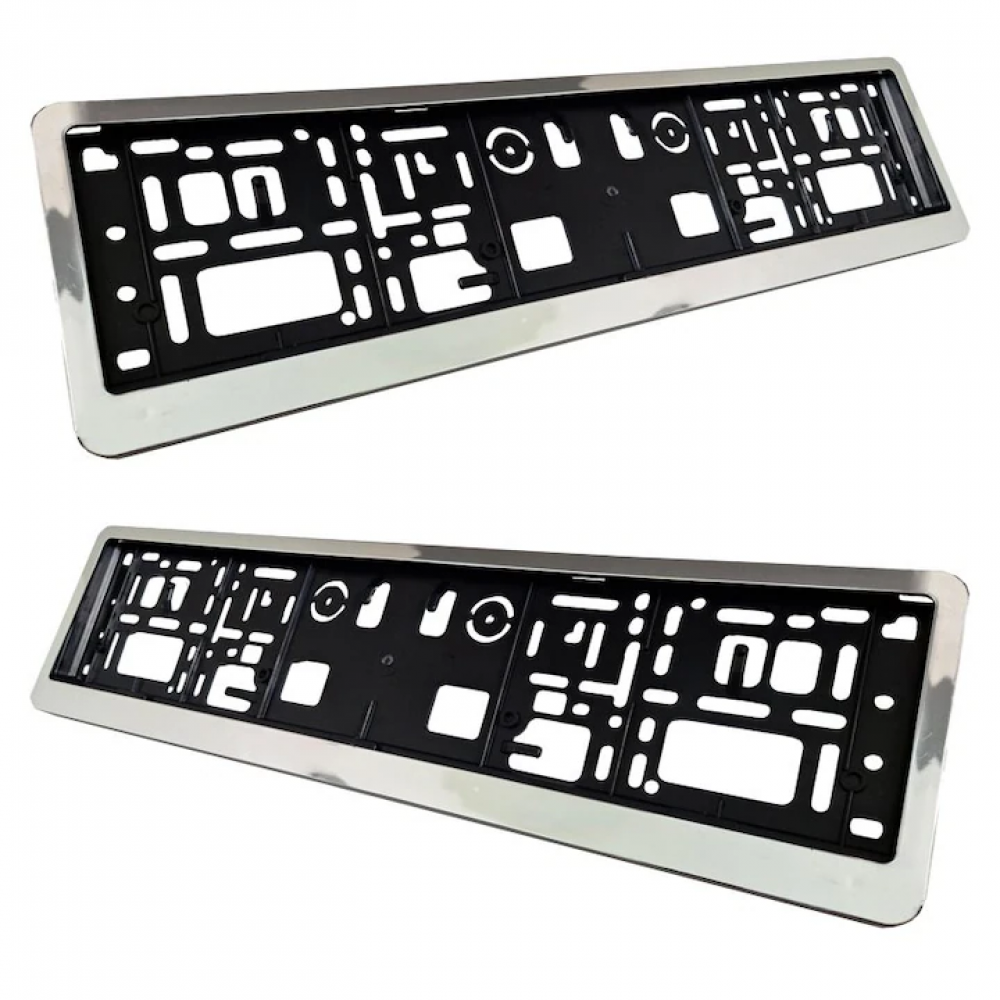 Set 2 suporti numar inmatriculare 3D cu rama Argintie