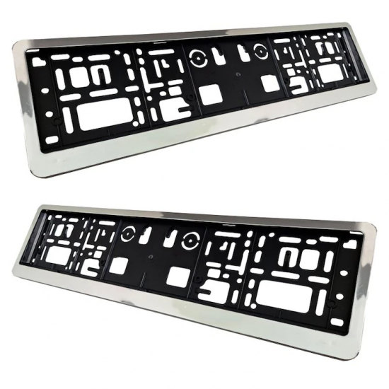 Set 2 suporti numar inmatriculare 3D cu rama Argintie Set 2 suporti numar inmatriculare 3D cu rama Argintie