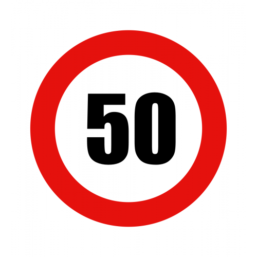 Abțibild limitator viteză, 50 km