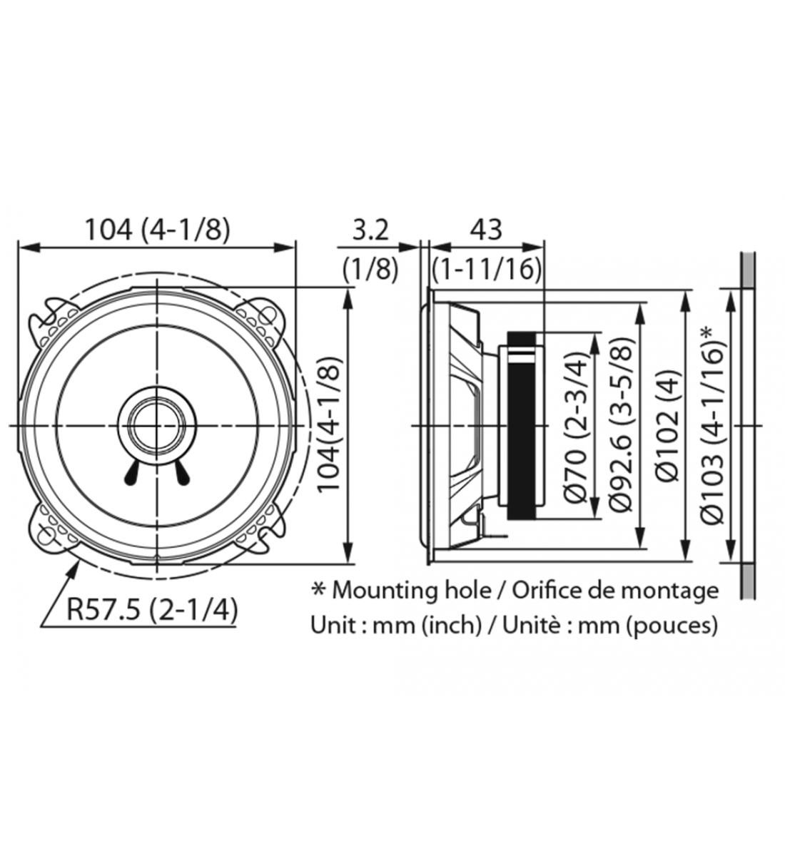 Kenwood KFC-S1056 Difuzoare Dual Cone de 10CM, 21W RMS