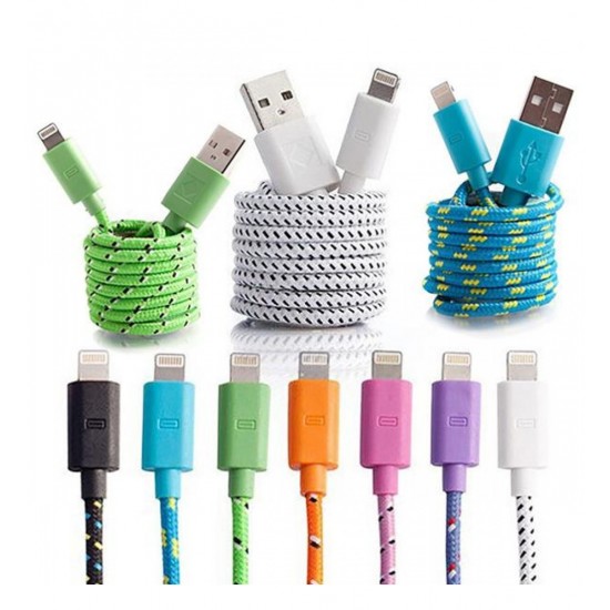Cablu iphone textil alb Cablu iphone textil alb