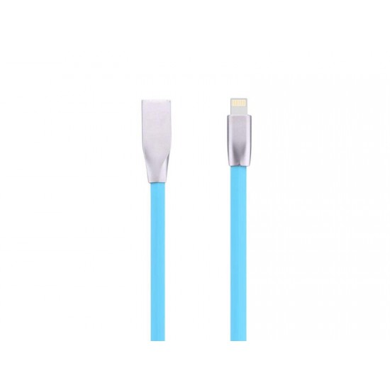 Cablu Iphone cu mufe in carcasa de metal albastru  Cablu Iphone cu mufe in carcasa de metal albastru