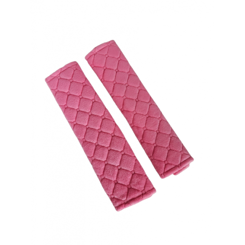 Set 2 protectii centura siguranta, copii si adulti, material neopren/plus, 26 x 6.5 cm, ROZ