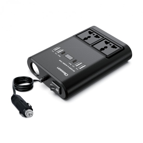 Invertor auto Olesson, 150W cu Display Inteligent și Multiple Porturi Invertor auto Olesson, 150W cu Display Inteligent și Multiple Porturi