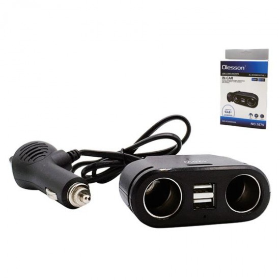 Încărcător Auto Olesson cu Voltmetru și Afișaj LCD, 120W, 12/24V, cu 2 Ieșiri și 2 Porturi USB