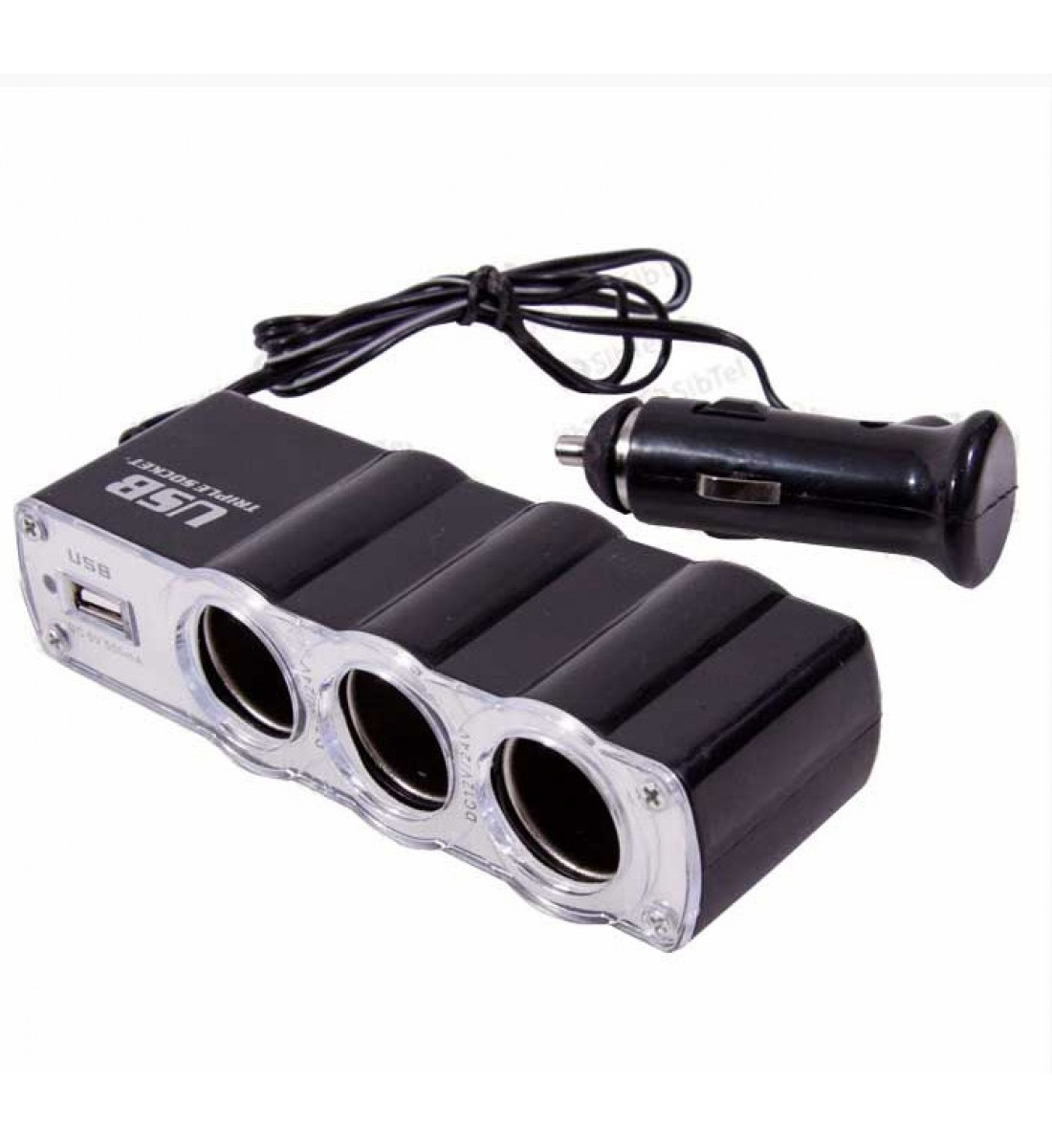 Încărcător Auto Olesson WF-0120, 60W, 3 Porturi Brichetă și 1 USB, Negru-Argintiu